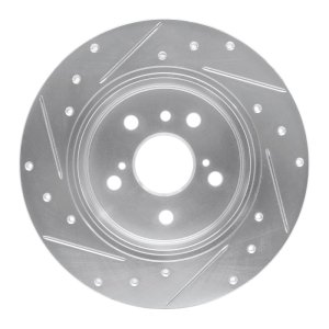 Toyota Avalon Brake Rotor (1) - Rear Right - R1 Concepts - Drilled & Slotted - Silver - `00-`04